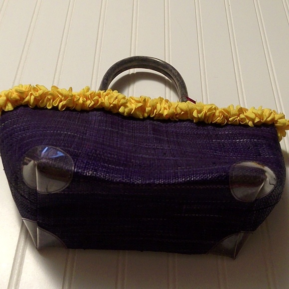 New with tags, Floral Woven Tote Straw Purse Handbag - Picture 4 of 7